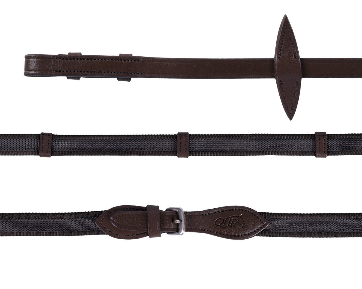 Anti-slip rein with leather stops