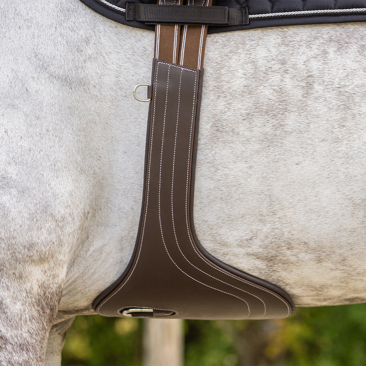 Belly guard girth with luxury stitching
