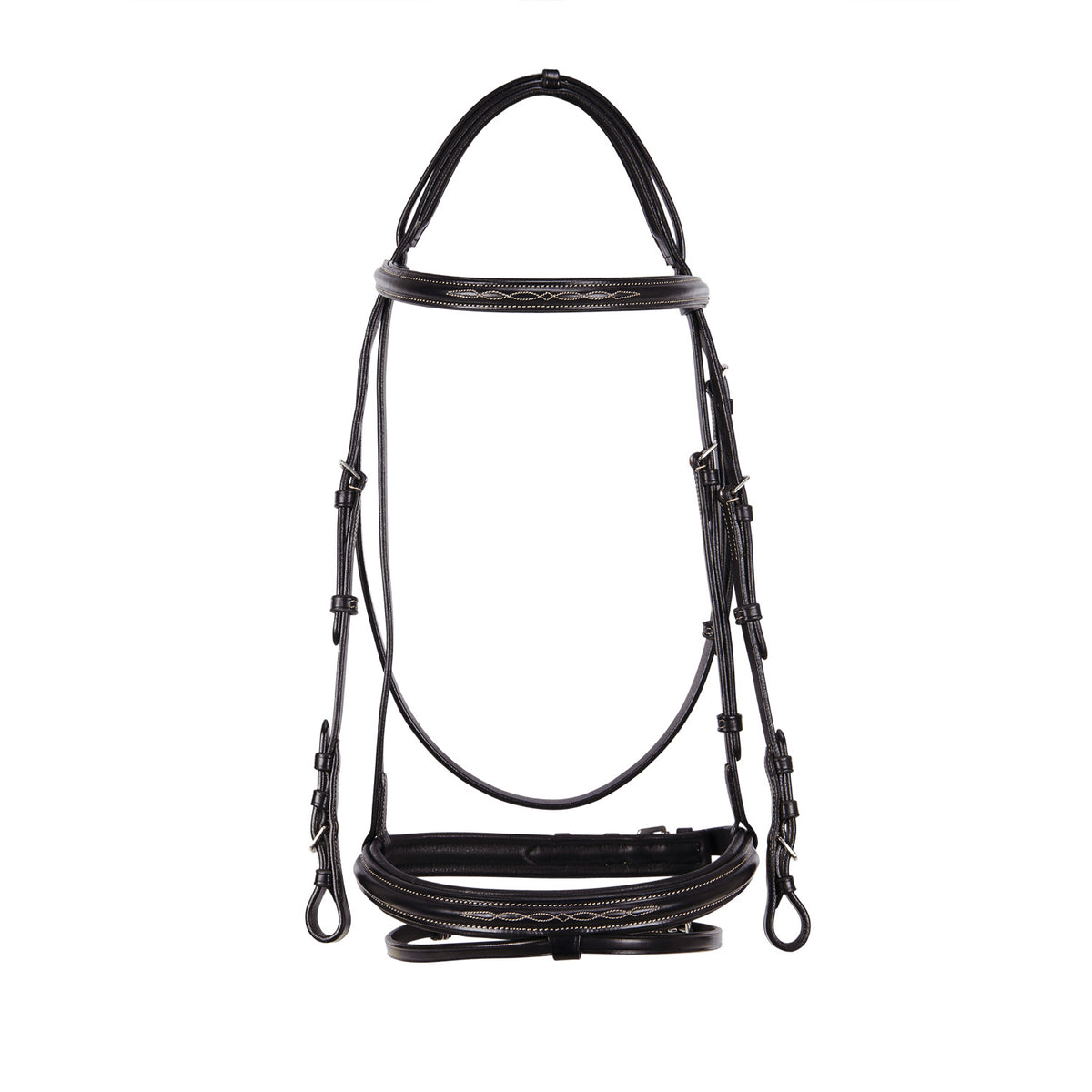 leather english bridle with embroideries