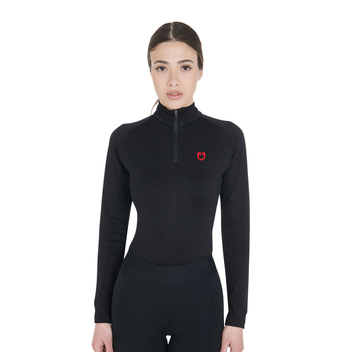 equestro women's slim fit long sleeve base layer