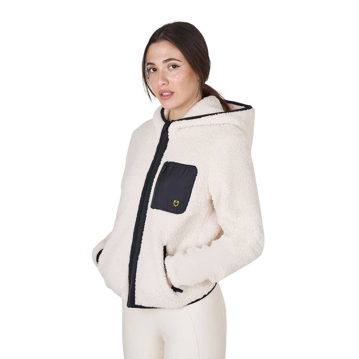 women's sweatshirt in fleece with front pocket White (11-0105) / XL