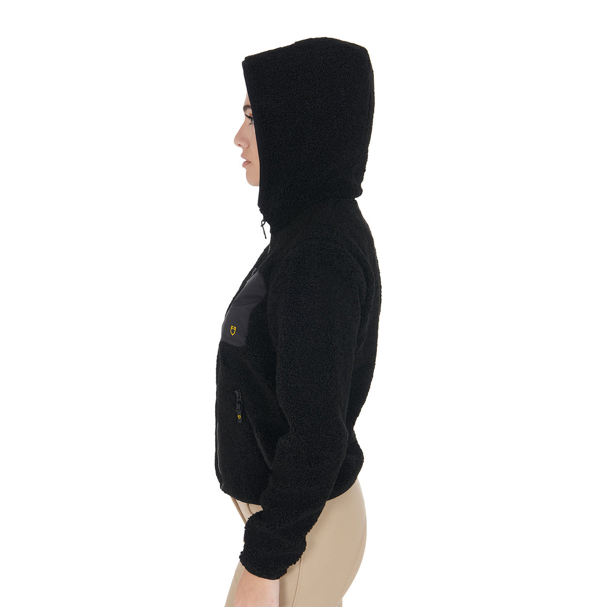 women's sweatshirt in fleece with front pocket BLACK / XL