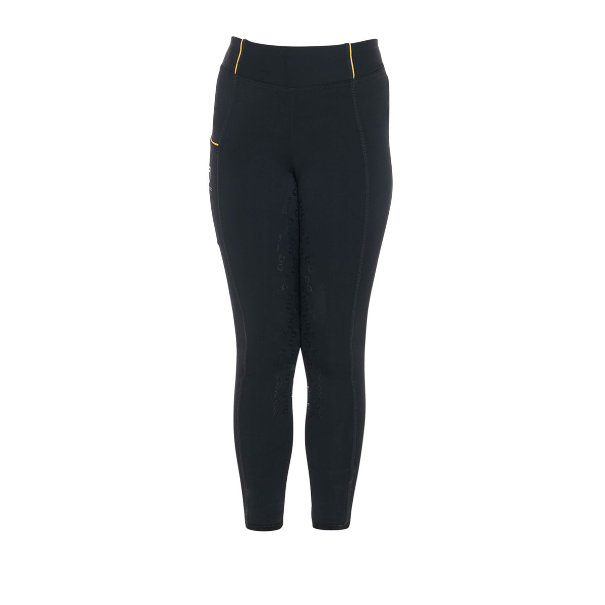 girls' slim fit grip leggings with logo BLACK / 14 Years