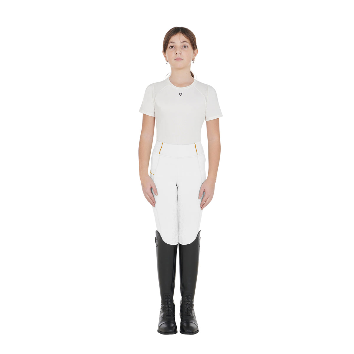 girls' slim fit grip leggings with logo WHITE / 14 Years