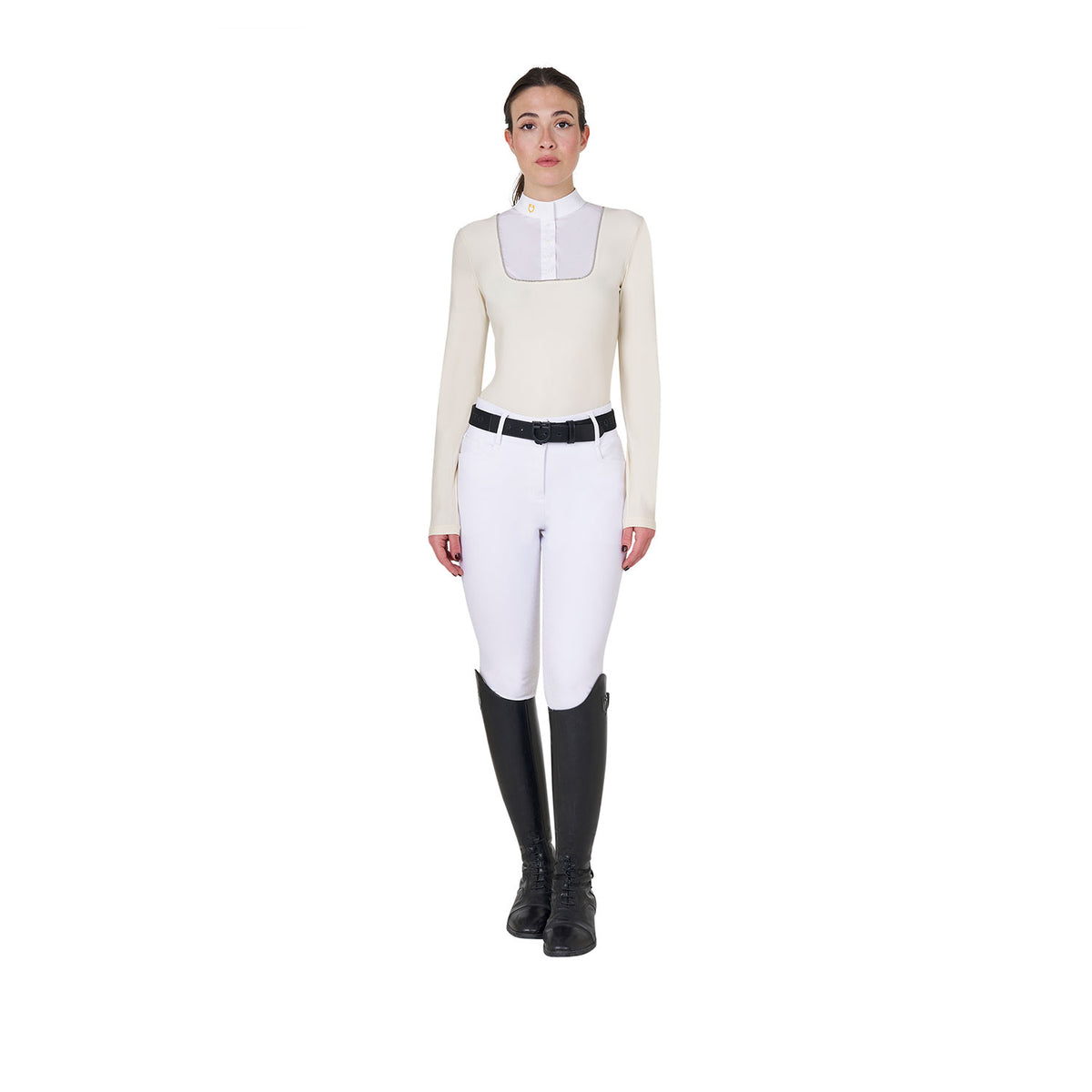 Women's slim fit buttoned competition polo shirt ANTIQUE WHITE (11-0105) / XL