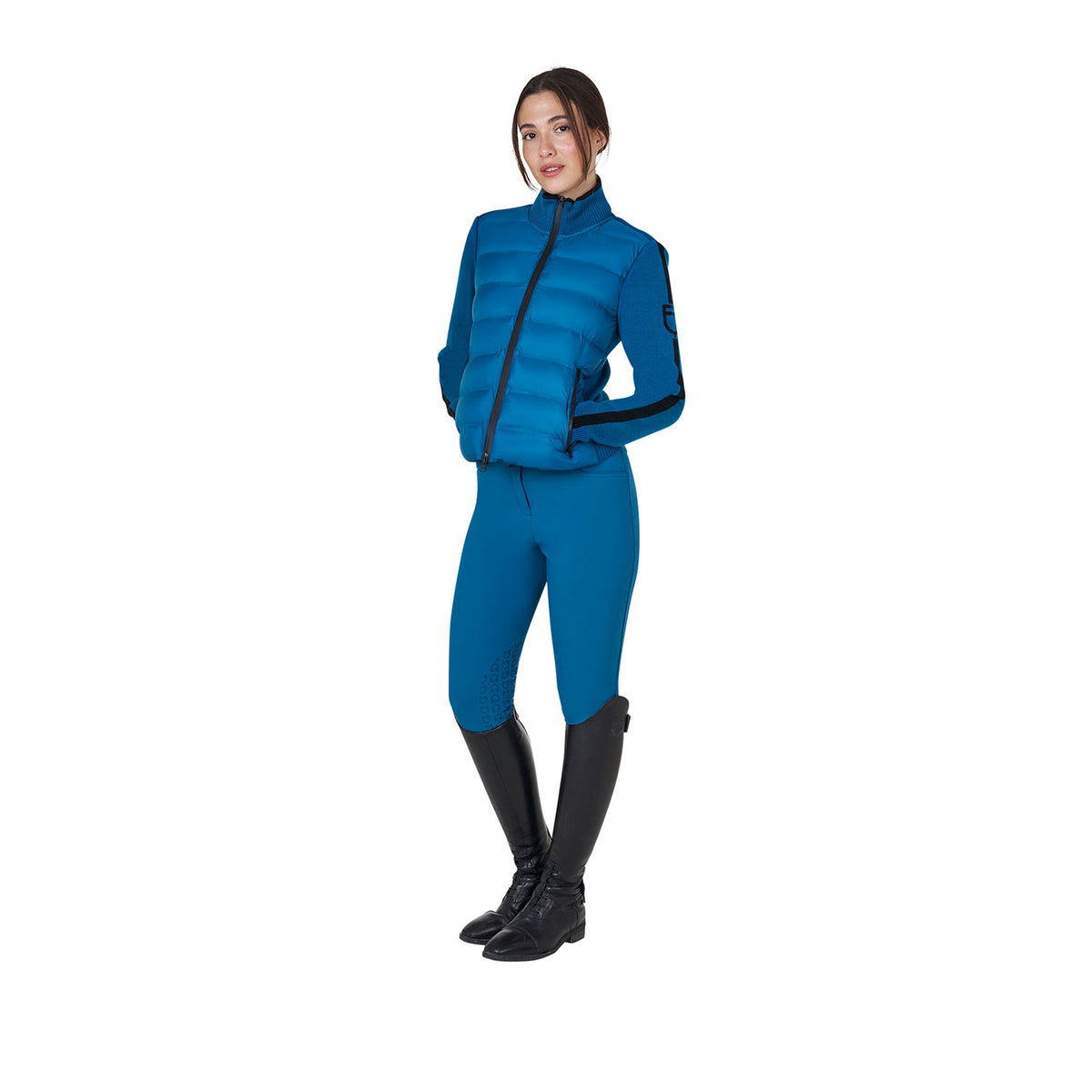 women's jacket in nylon and knit with zip