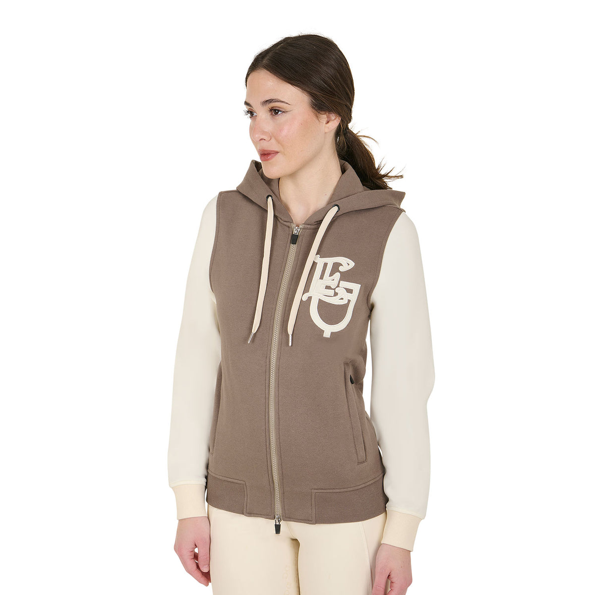 women's eq two tone hoodie with front zip