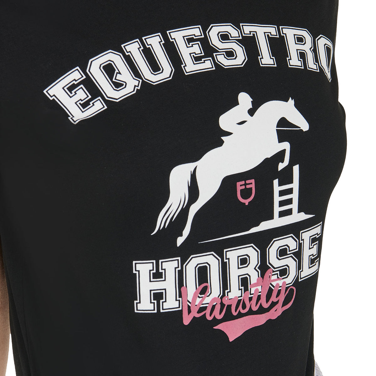 Women's Horse Varsity cotton T-shirt BLACK / XL