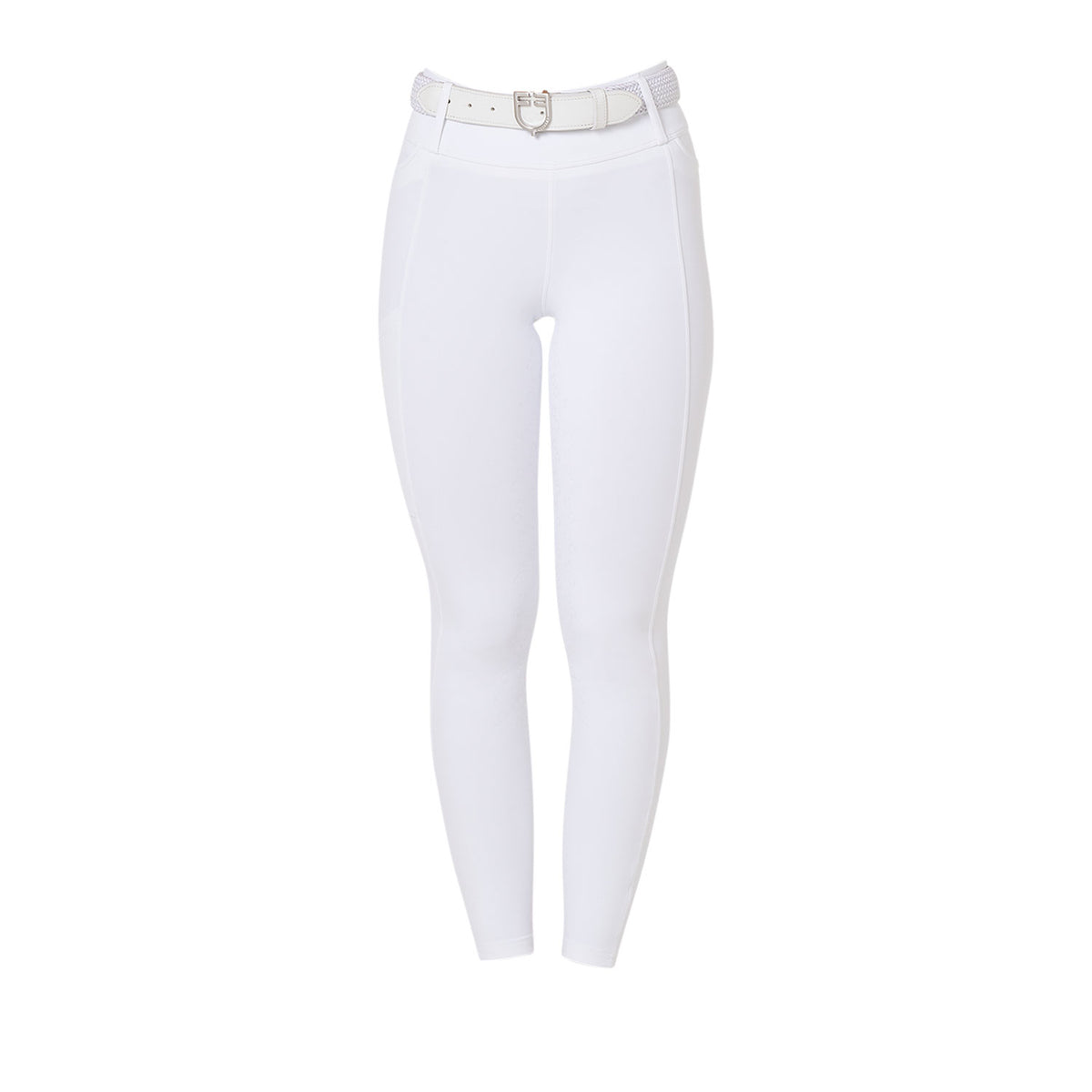 Women's high-waisted leggings with belt loops WHITE / XL