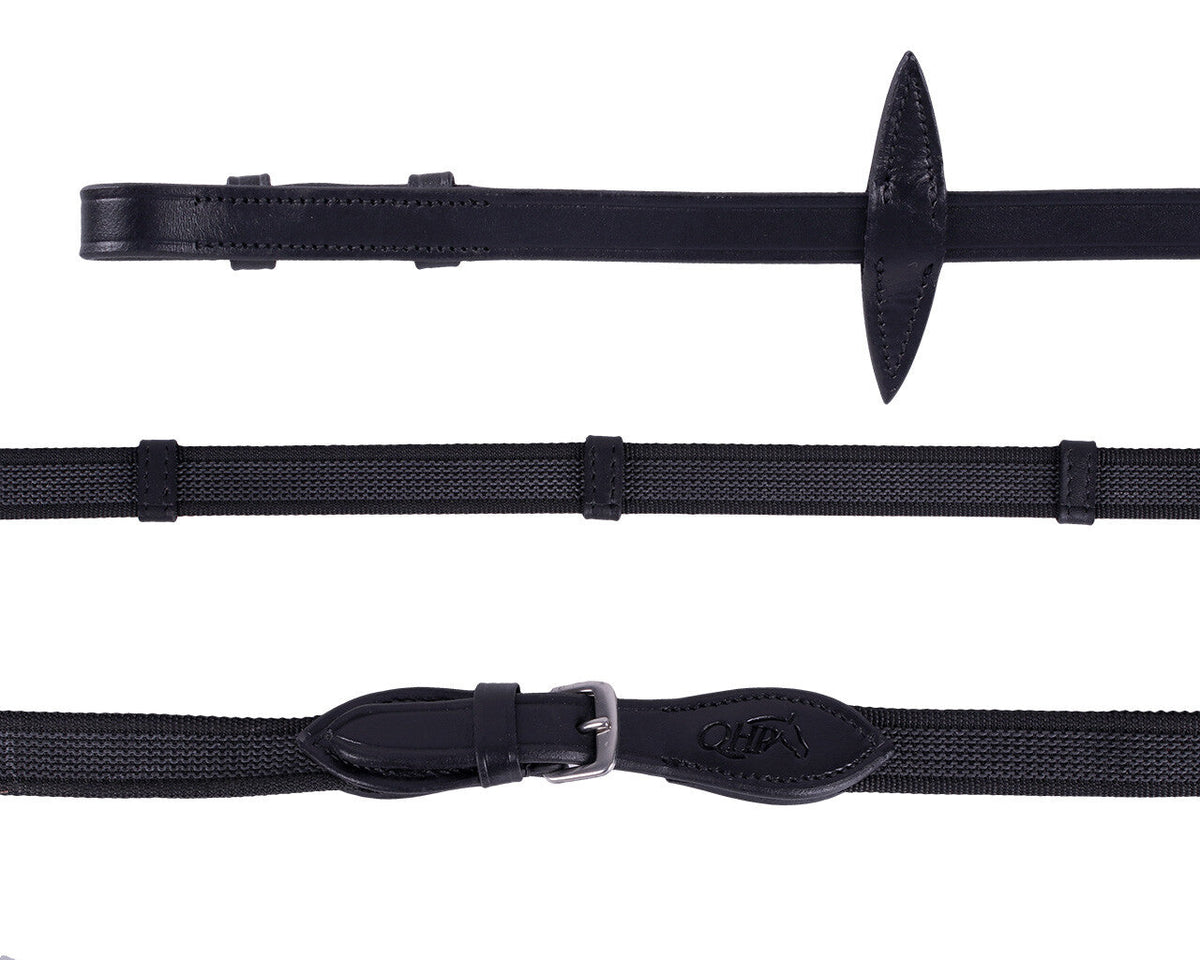 Anti-slip rein with leather stops