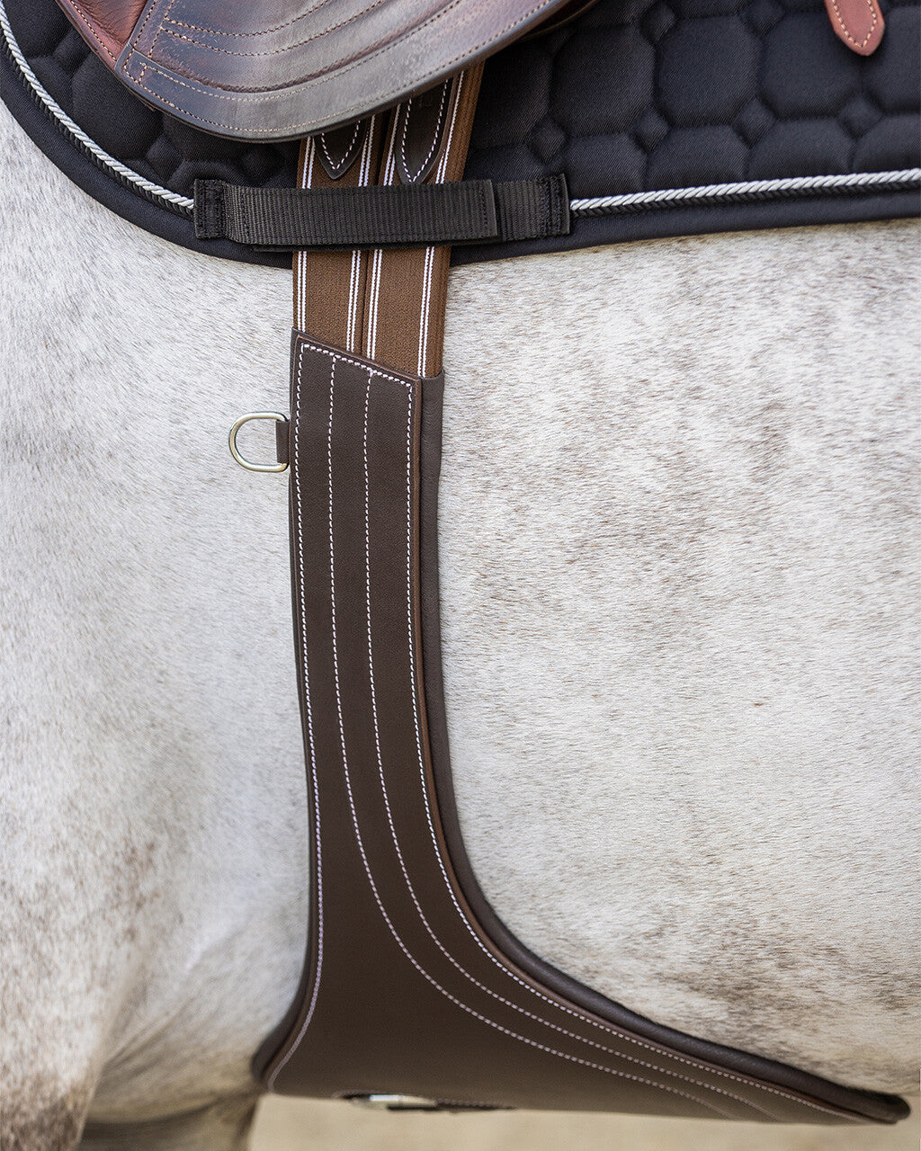 Belly guard girth with luxury stitching