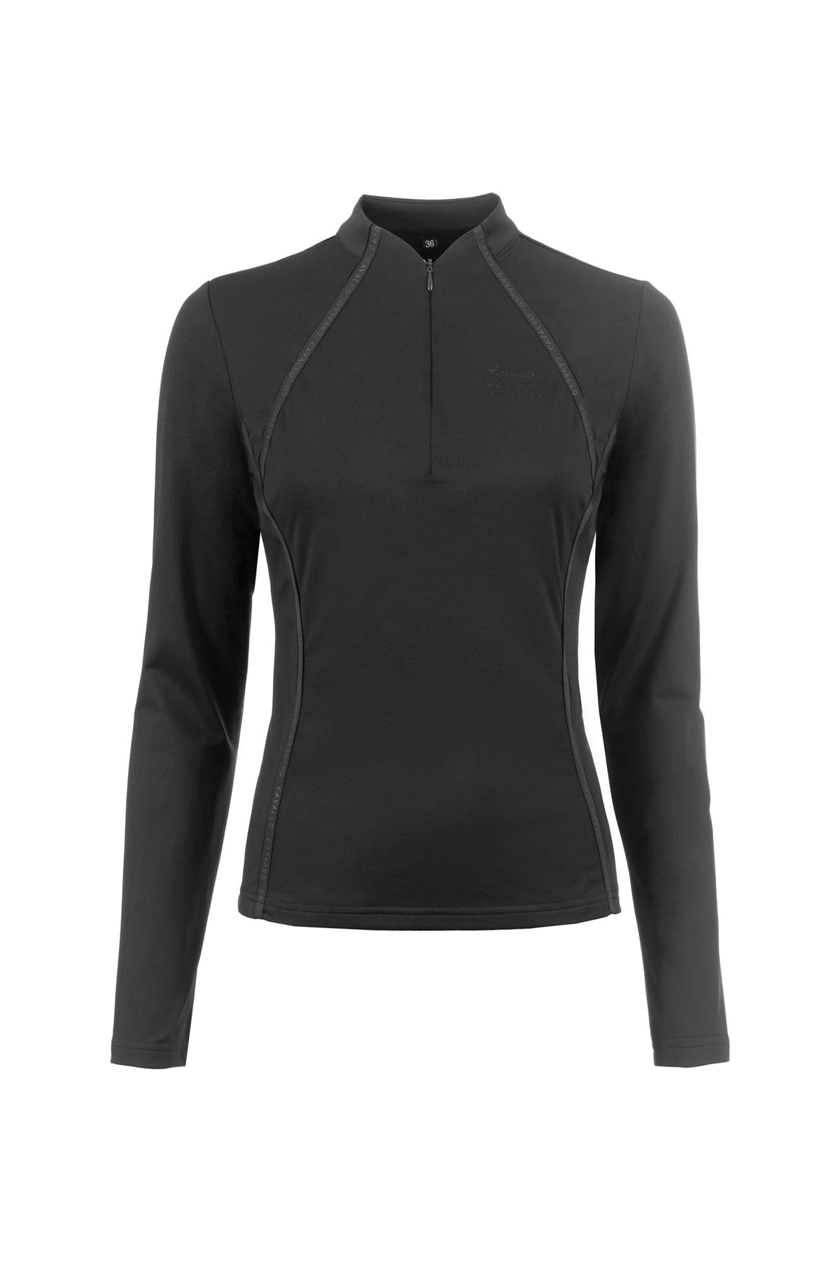 half-zip shirt CAVALRAKEL-
with rib fabric, pearls and crystals