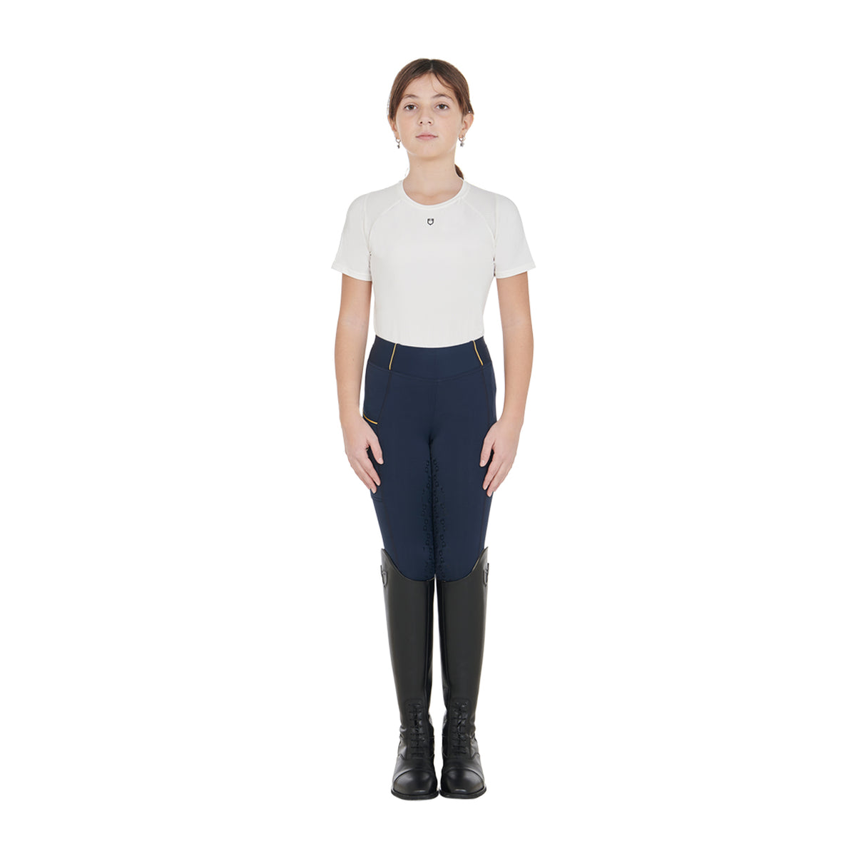 girls' slim fit grip leggings with logo NAVY / 14 Years