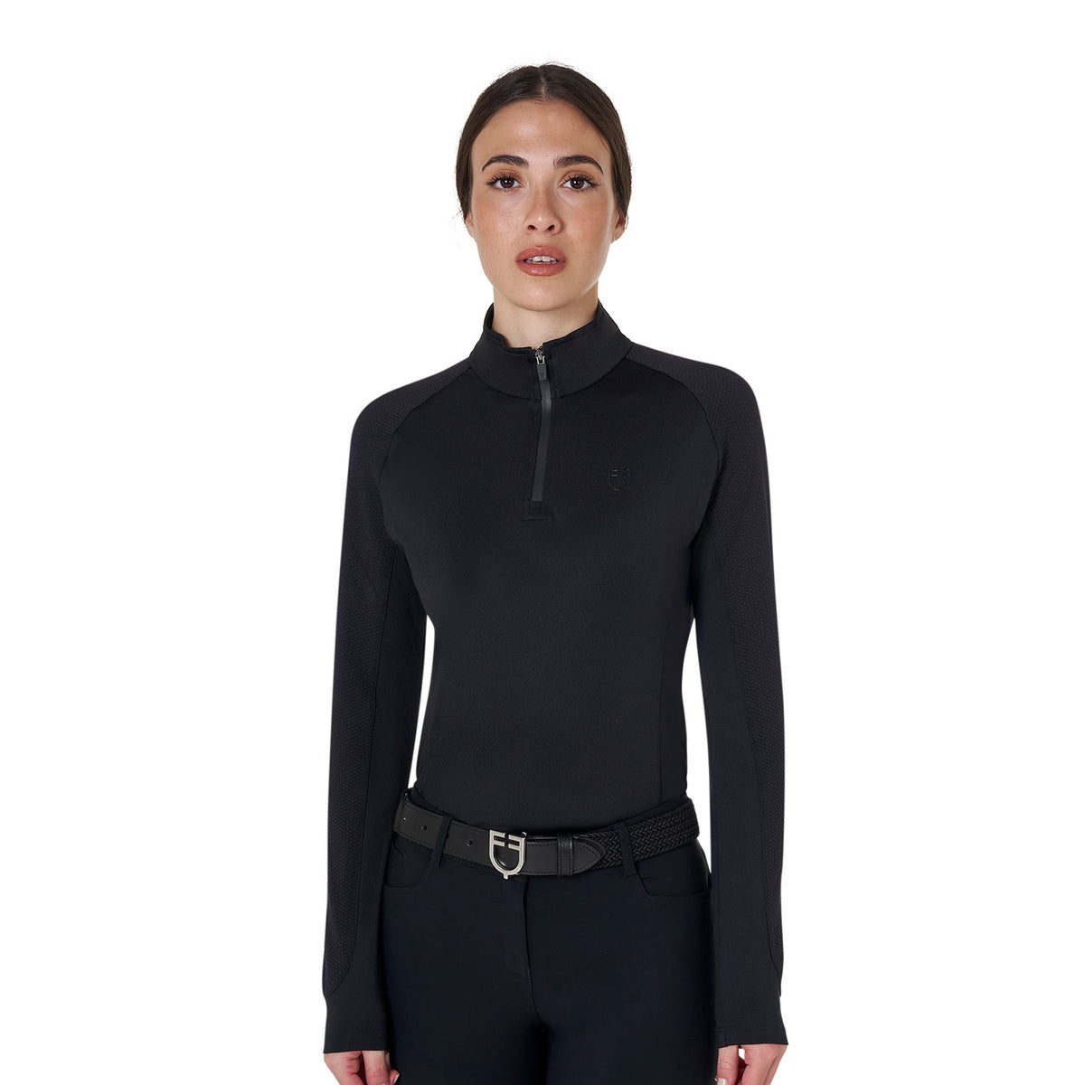 equestro women's slim fit long sleeve base layer
