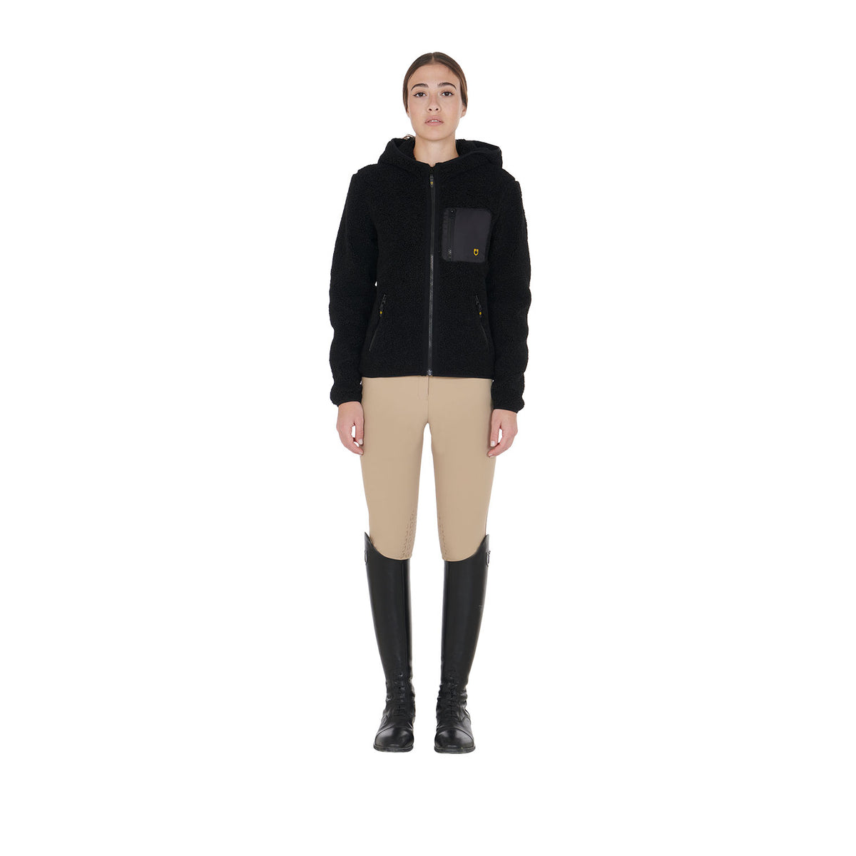 women's sweatshirt in fleece with front pocket BLACK / XL