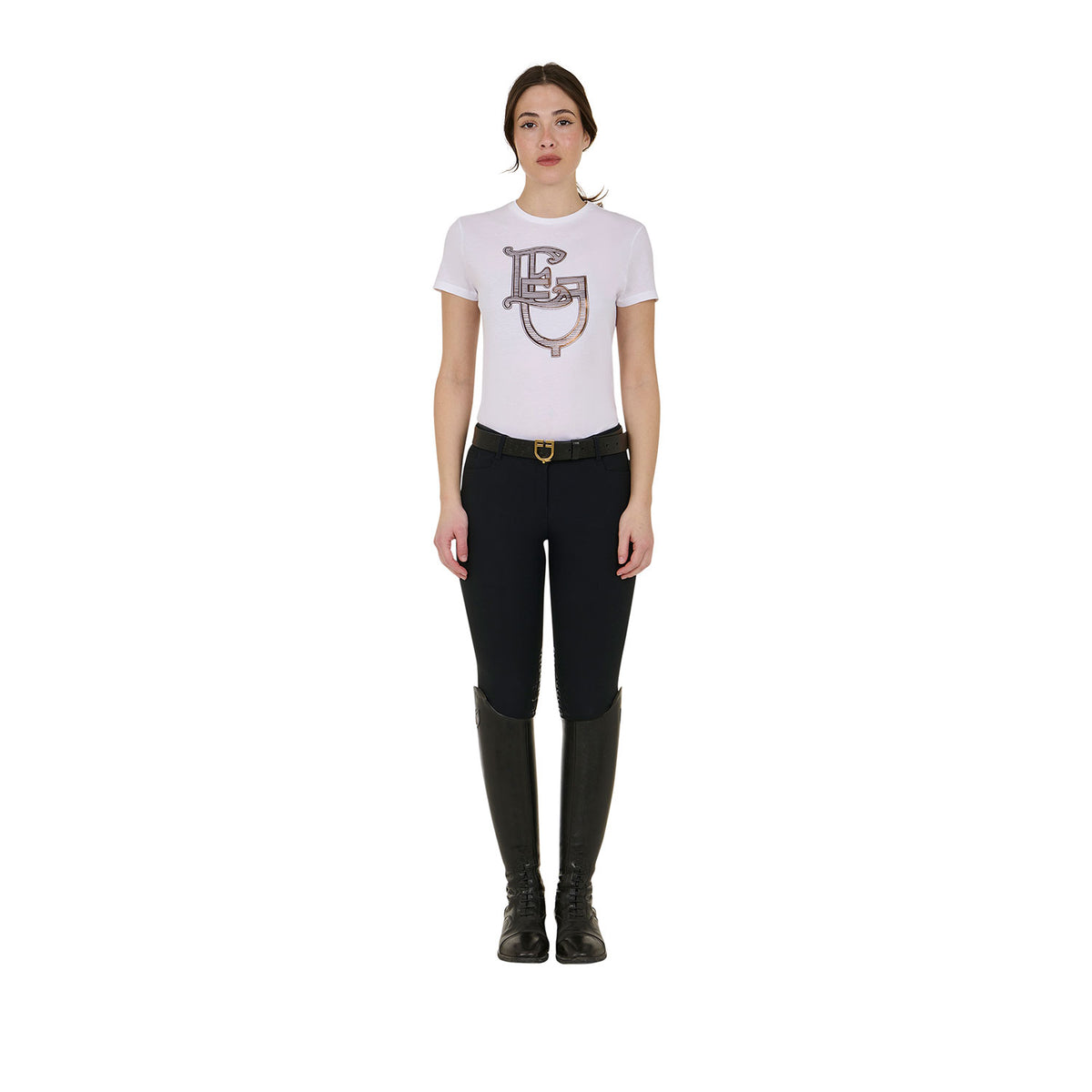 women's lamina monogram cotton t-shirt WHITE / XL