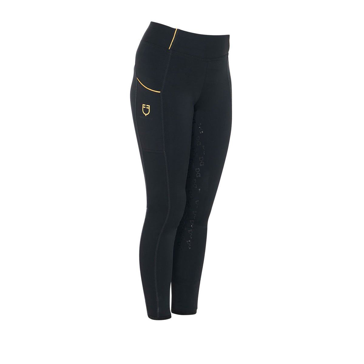 girls' slim fit grip leggings with logo BLACK / 14 Years