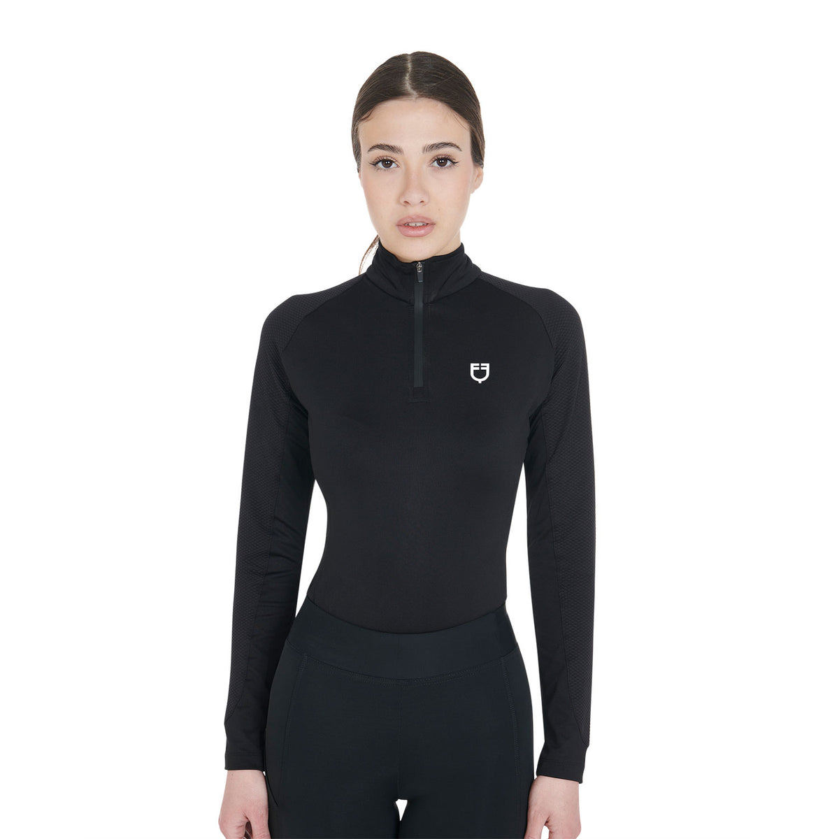 equestro women's slim fit long sleeve base layer