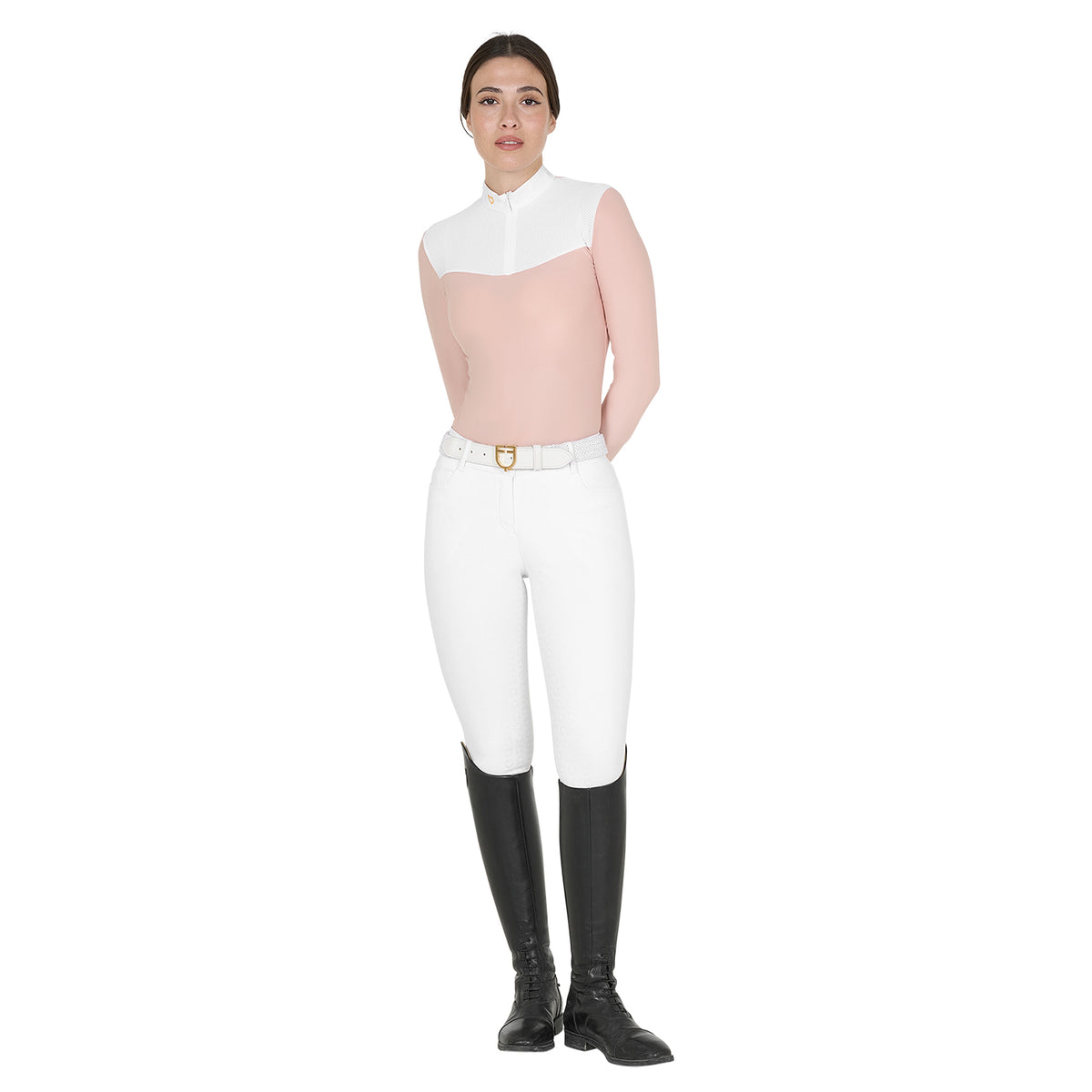 women's competition polo shirt in technical and mesh fabric