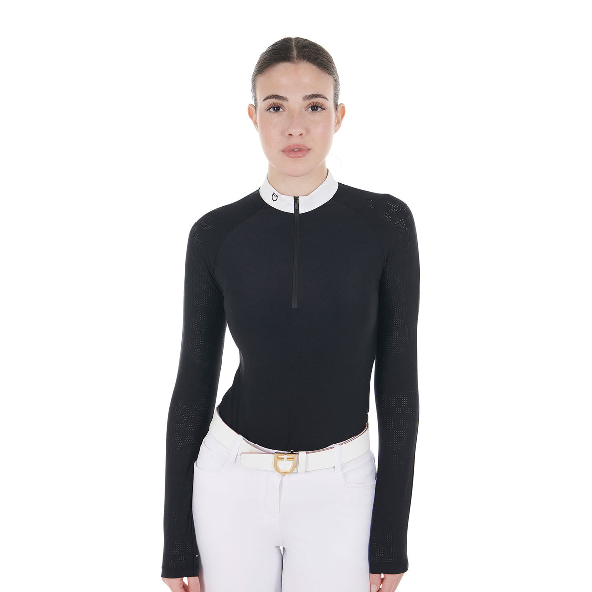 women's slim fit competition polo shirt with mesh inserts