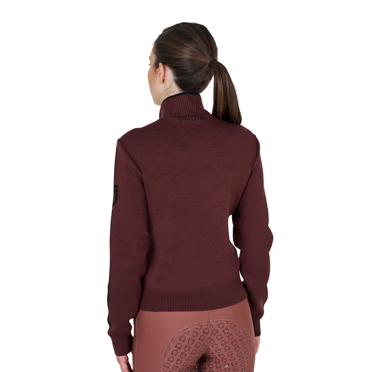 women's jacket in nylon and knit with zip