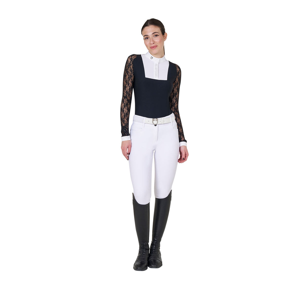 women's lace long-sleeved competition polo shirt