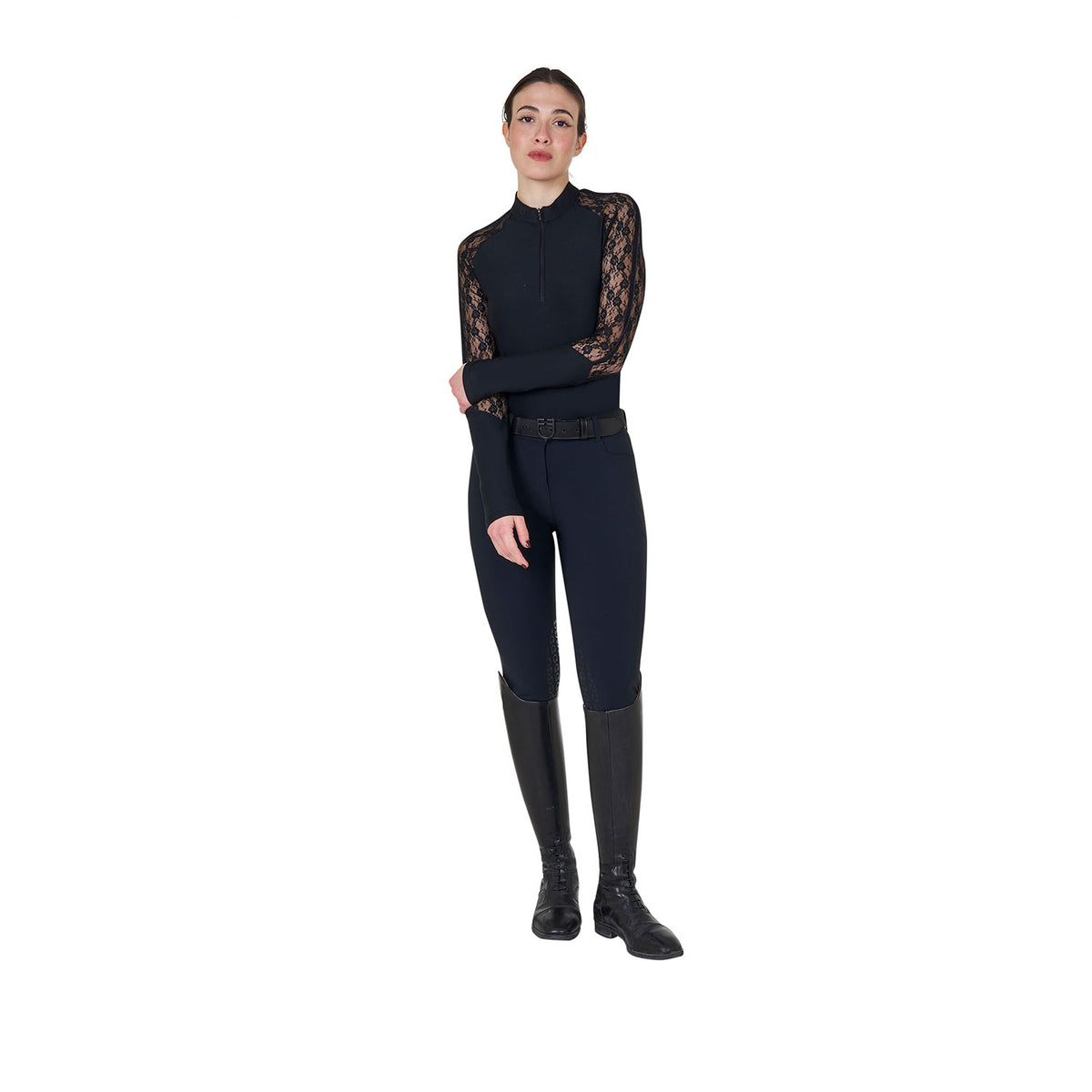 women's lace long-sleeved training polo shirt