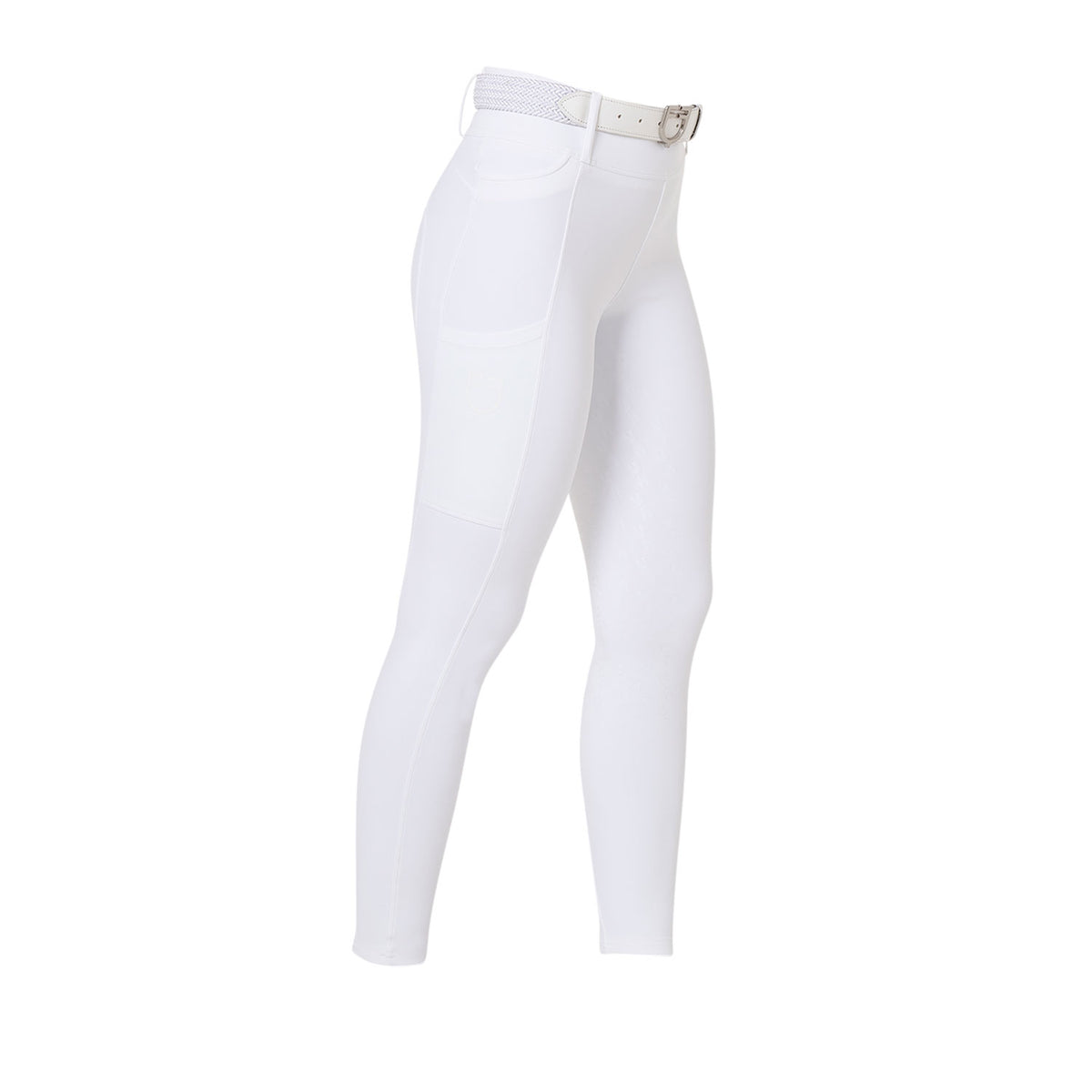 Women's high-waisted leggings with belt loops WHITE / XL